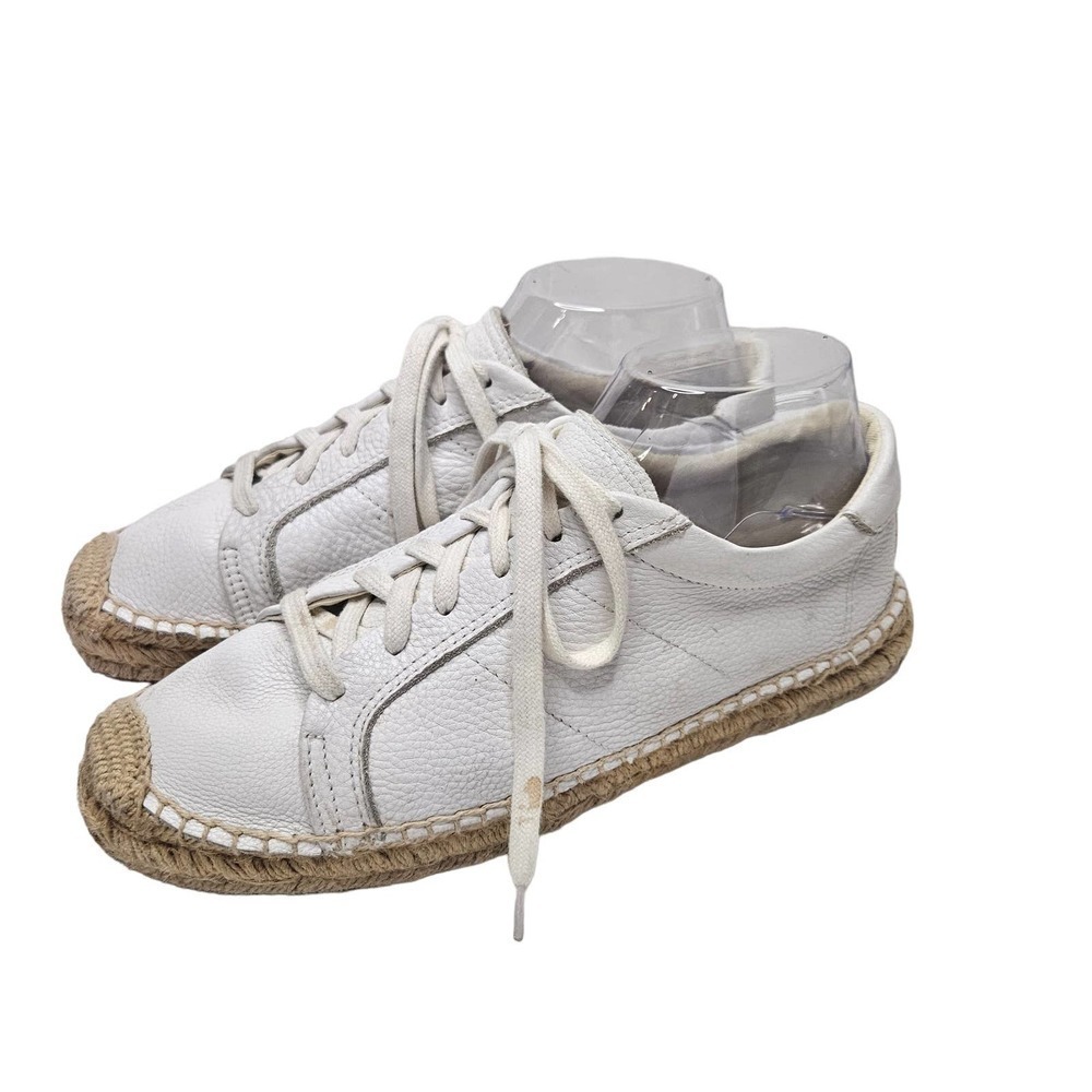 Soludos Sneakerdrille Lace Up Espadrille Leather Sneaker‎ 10 40.5 White